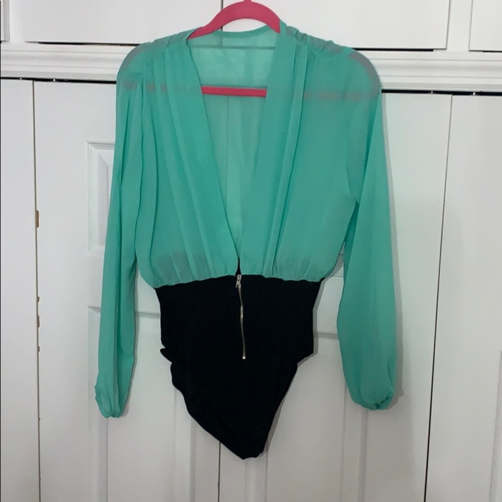 Turquoise/Black Bodysuit